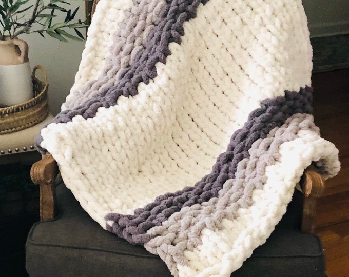 Chunky Knit Blanket, knit blanket, fuzzy hand knit chenille throw blanket Lapghan/Throw ( available in a variety of colors)