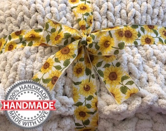 Chunky Knit Throw Yellow Hand Knit Chenille Baby Blanket: Chunky