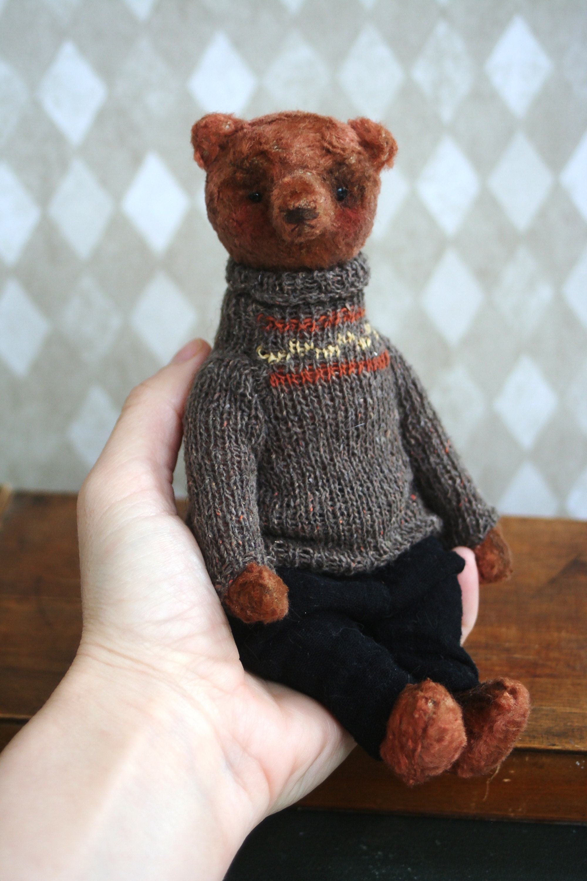 手作りテディベア　ブラウン 新商品】ストレスや不安を和らげ、そばで癒やしをお届けする