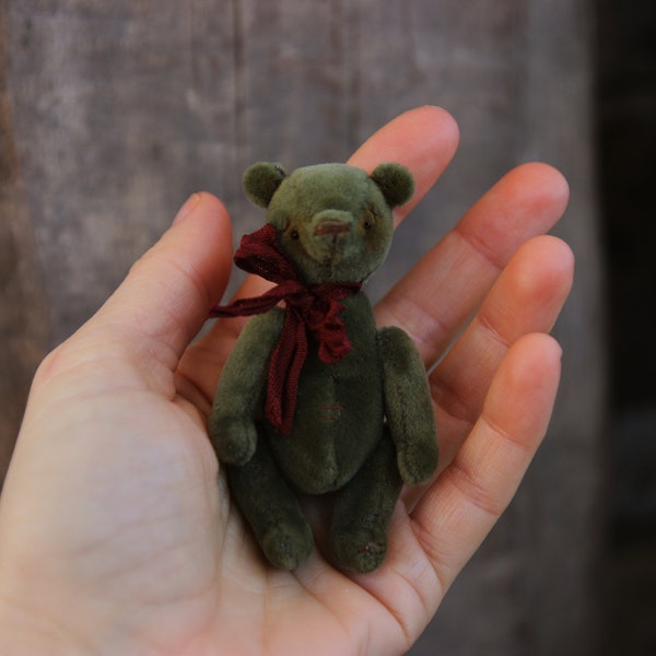 7.5 cm teddy bear, ooak teddy bear, pocket toy bear, mini teddy bear,  travel companion, handmade teddy bear, handmade toy, miniature bear