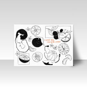 The Orange Art Print | Wendy Cope Art Print | Poetry Art Print | Minimalist Art Print | Gift for Readers