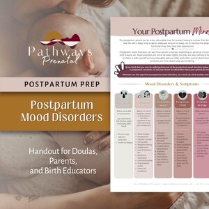 Postpartum Mood Disorders Handout for Doulas and Parents | Postpartum Mental Health Education for New Moms