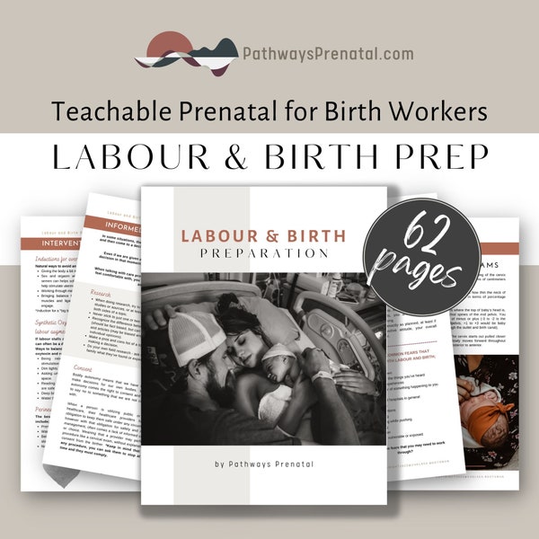 Labour & Birth Preparation teachable prenatal class for doulas and childbirth educators. Lifetime license. PDF printable. Instant download.