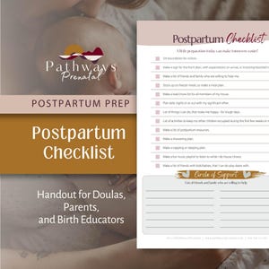 Postpartum Checklist Handout for Doulas and Parents | Checklist on How to Thrive Postpartum