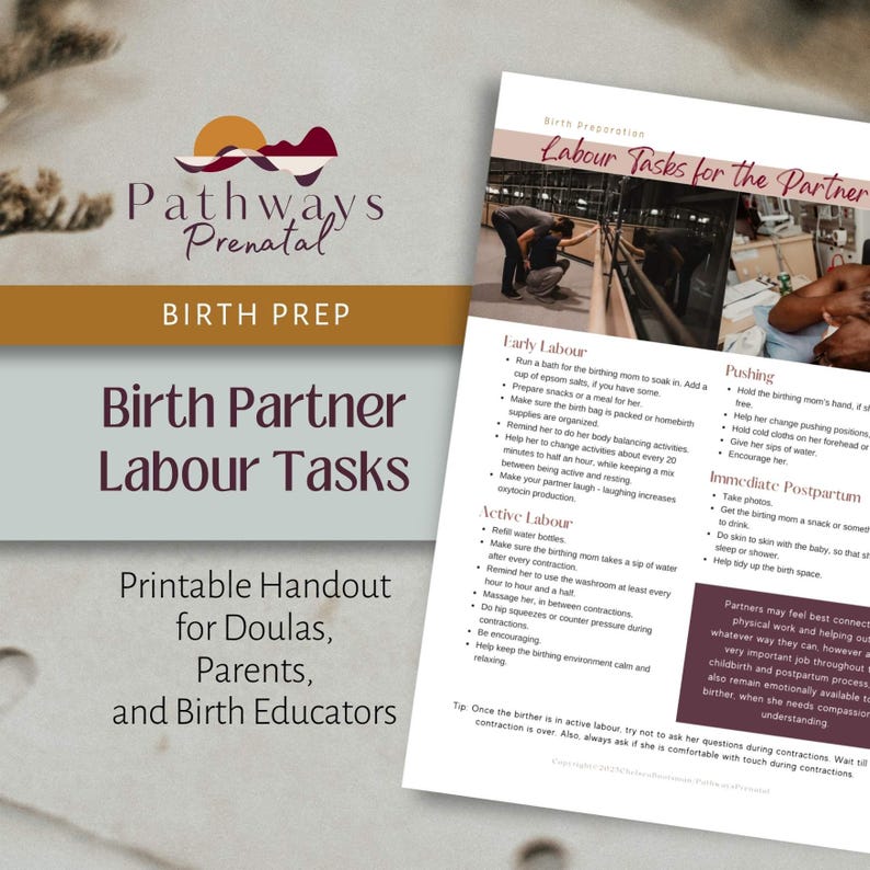 Labour Tasks for the Partner, Prenatal Handout for Parents, Doulas and ...