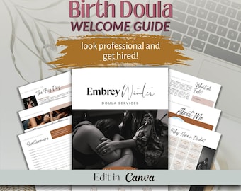 Birth Doula Welcome Guide Canva Template | Client Guide, Intake Form, Doula Contract, and Services
