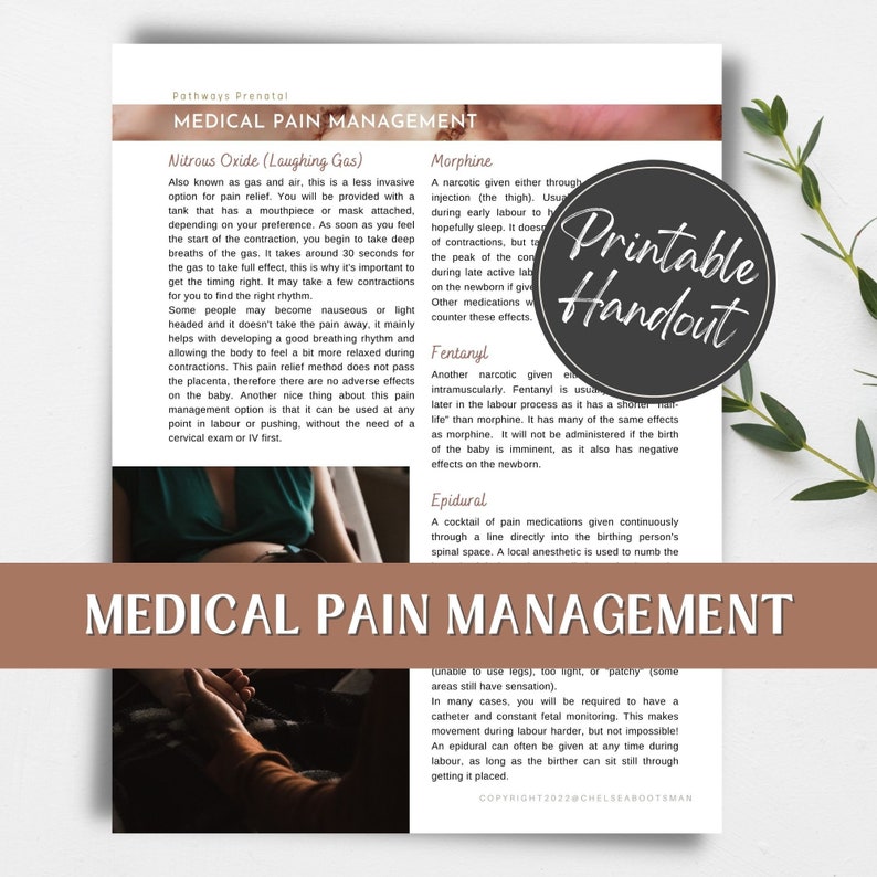 Pain Management Handout.pdf Medical Pain Management Printable Handout for Pregnant Women, Birth ...