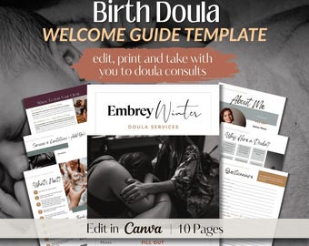 Birth Doula Welcome Guide, Contract & Intake Form Canva Template