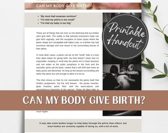 Can My Body Give Birth? Printable handout for parents, doulas, and childbirth educators. Birth preparation. Childbirth education.