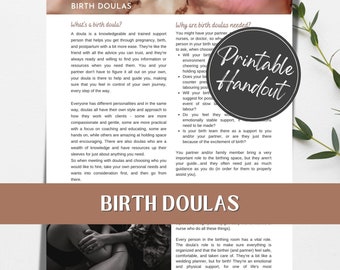 Birth Doulas / Birthkeepers printable handout for pregnant women, birth workers/doulas and childbirth educators.