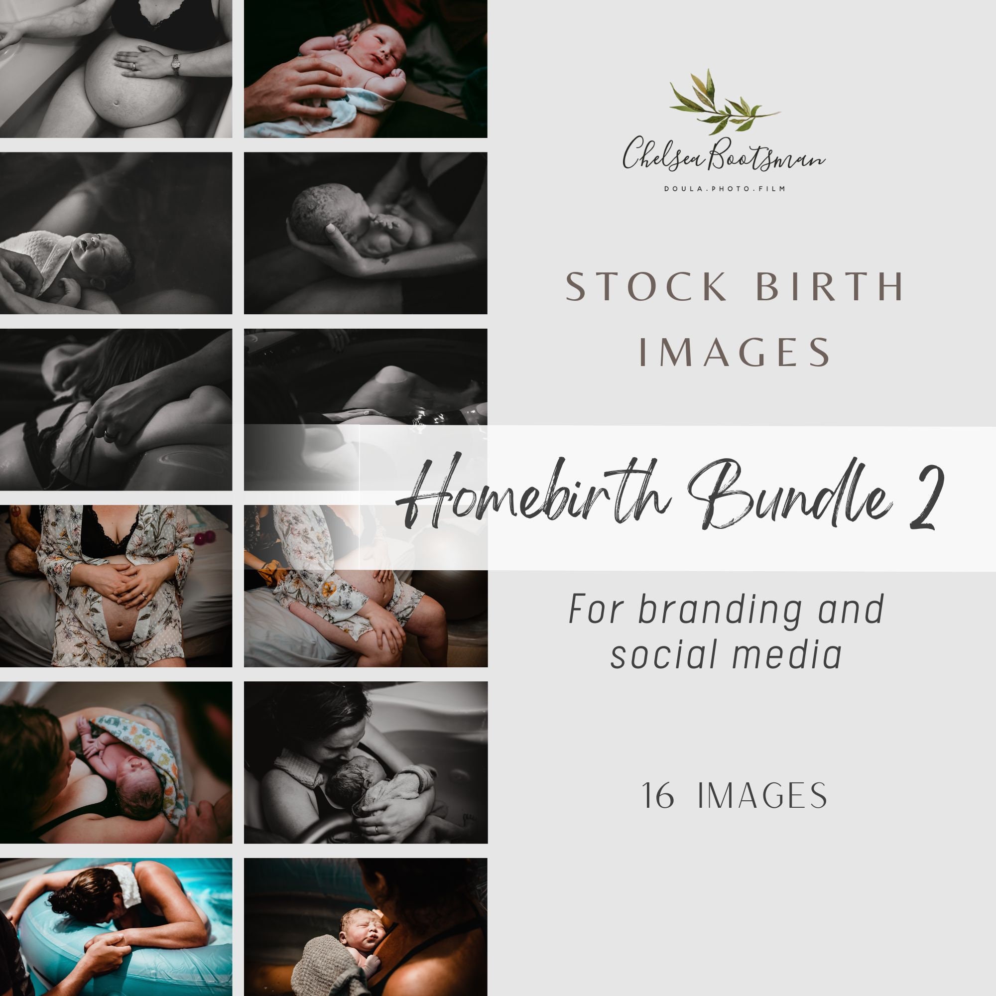 Homebirth bundle #2 of stock birth photography. Photo license. For birthworkers, info graphics, teaching tools, and websites.