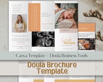 Birth Doula Trifold Brochure Canva Template, for your doula business