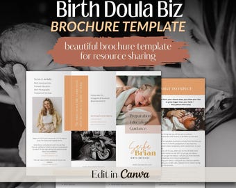 Birth Doula Trifold Brochure Canva Template, for your doula business