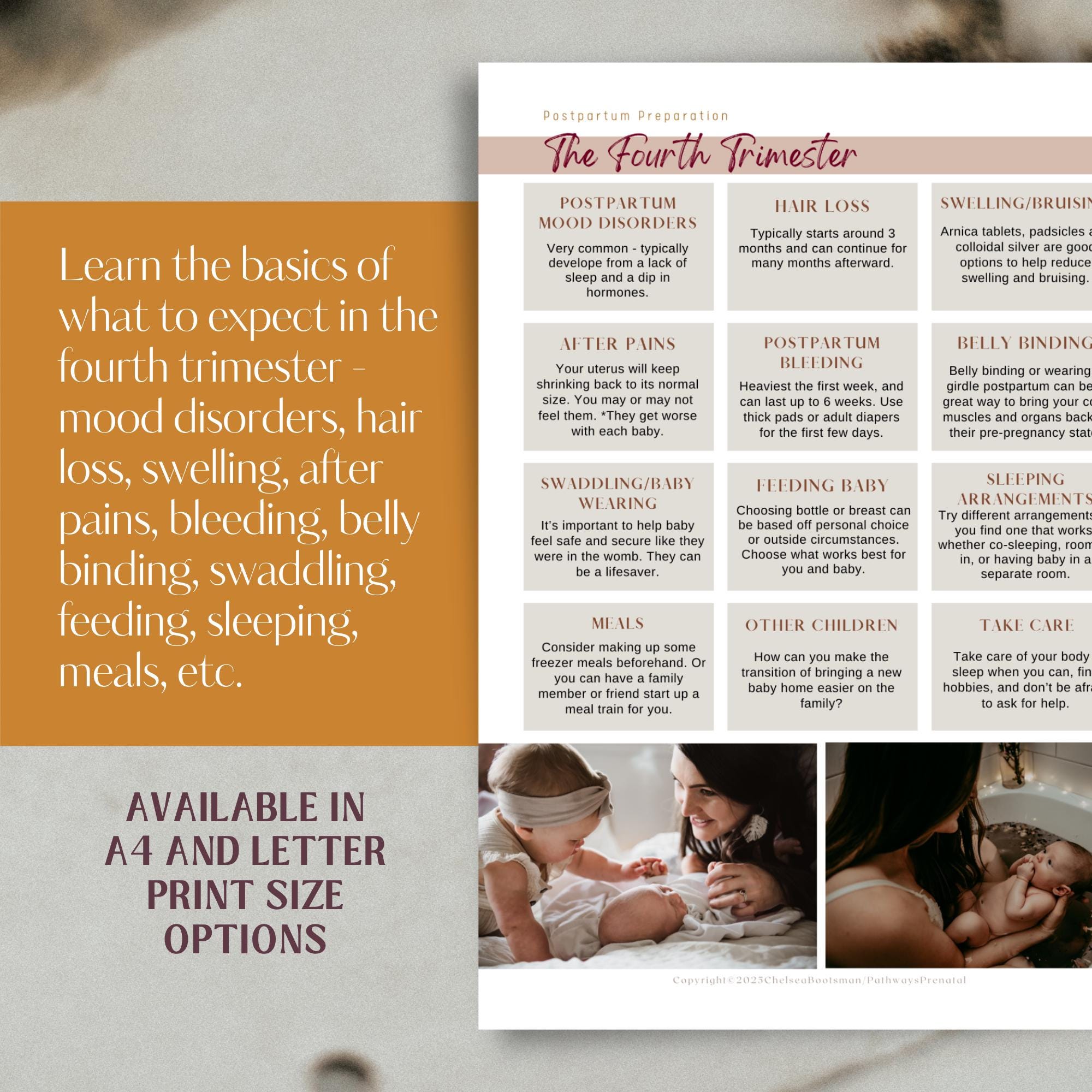 The Fourth Trimester Printable Handout for Pregnant Women, Birth ...
