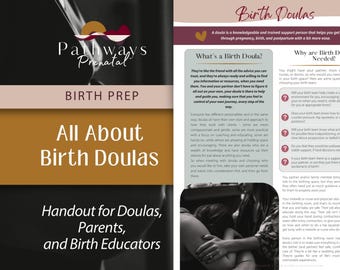 All About Birth Doulas Handout, Prenatal handout for parents, Doulas and Childbirth Educators. (Digital Download)