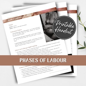 Labour Phases printable handout for pregnant women, birth workers/doulas and childbirth educators.