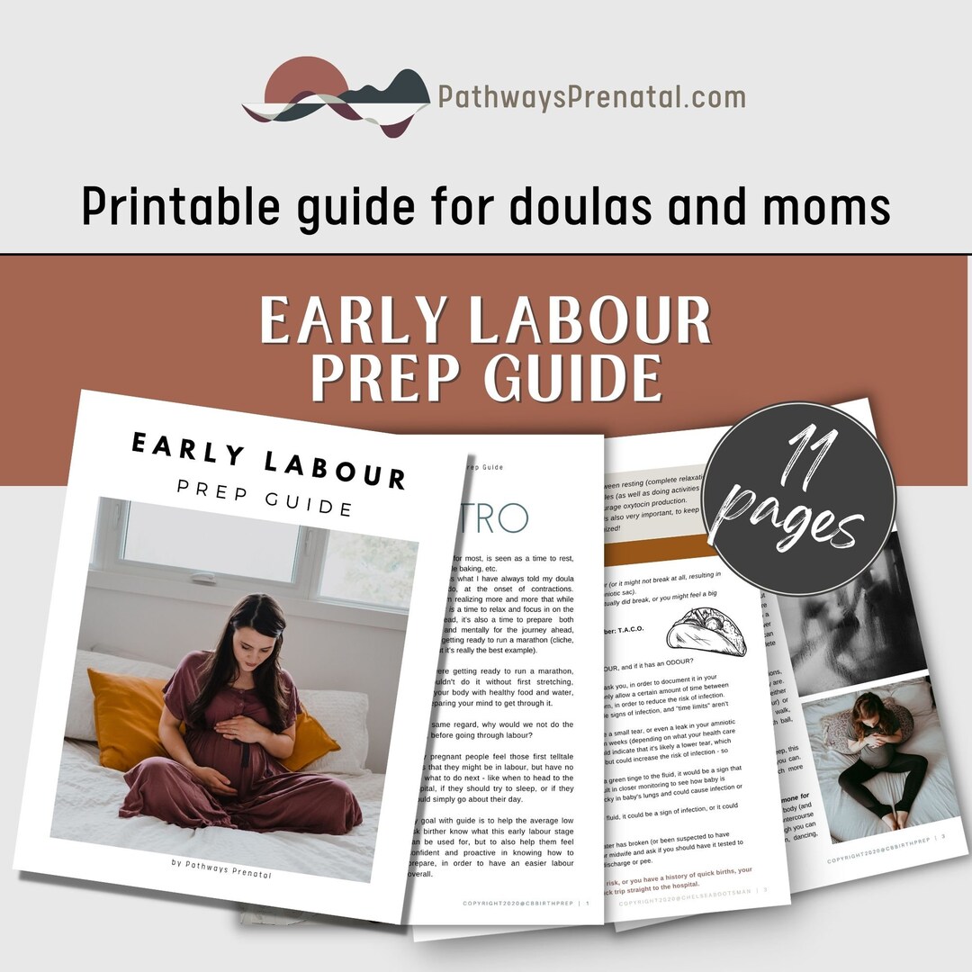 Early Labour Prep Guide. PDF Printable or Eguide. Birth Prep Tool for