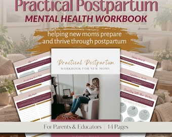 Postpartum Mental Health Workbook | Prompt Journal for a Healthier Postpartum Experience | Resource for New Moms and Doulas