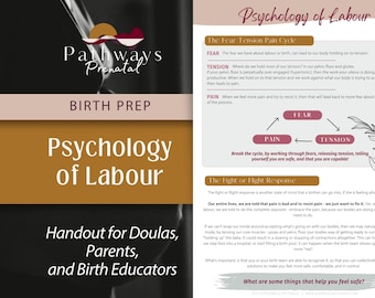 Psychology of Labour, Prenatal handout for parents, Doulas and Childbirth Educators. (Digital Download)