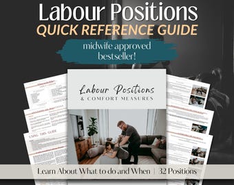 Labor Positions Comfort Measures Guide, Doula and Midwife Teaching Tool (PDF Download)