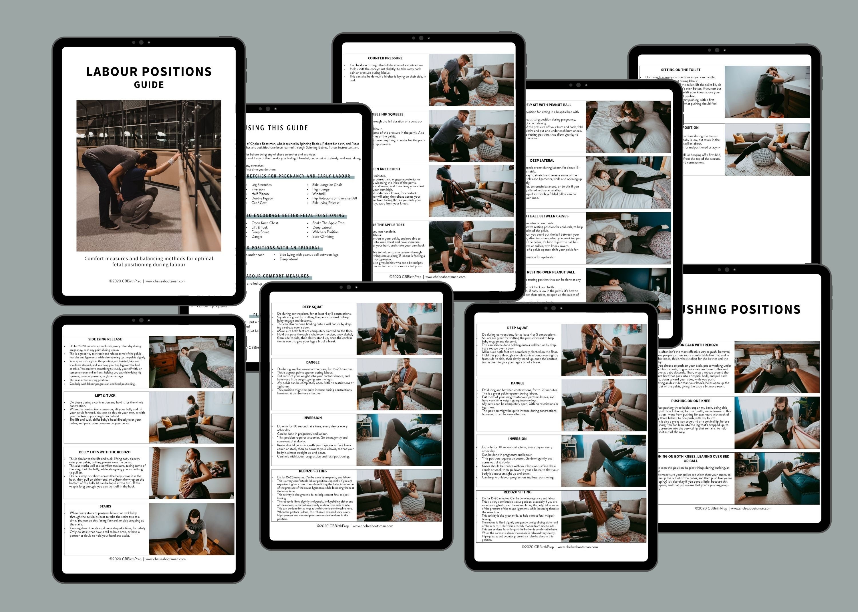 Labour Positions and comfort measures guide. PDF printable. Etsy