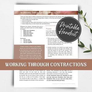 Working Through Contractions printable handout for pregnant women, birth workers/doulas and childbirth educators.