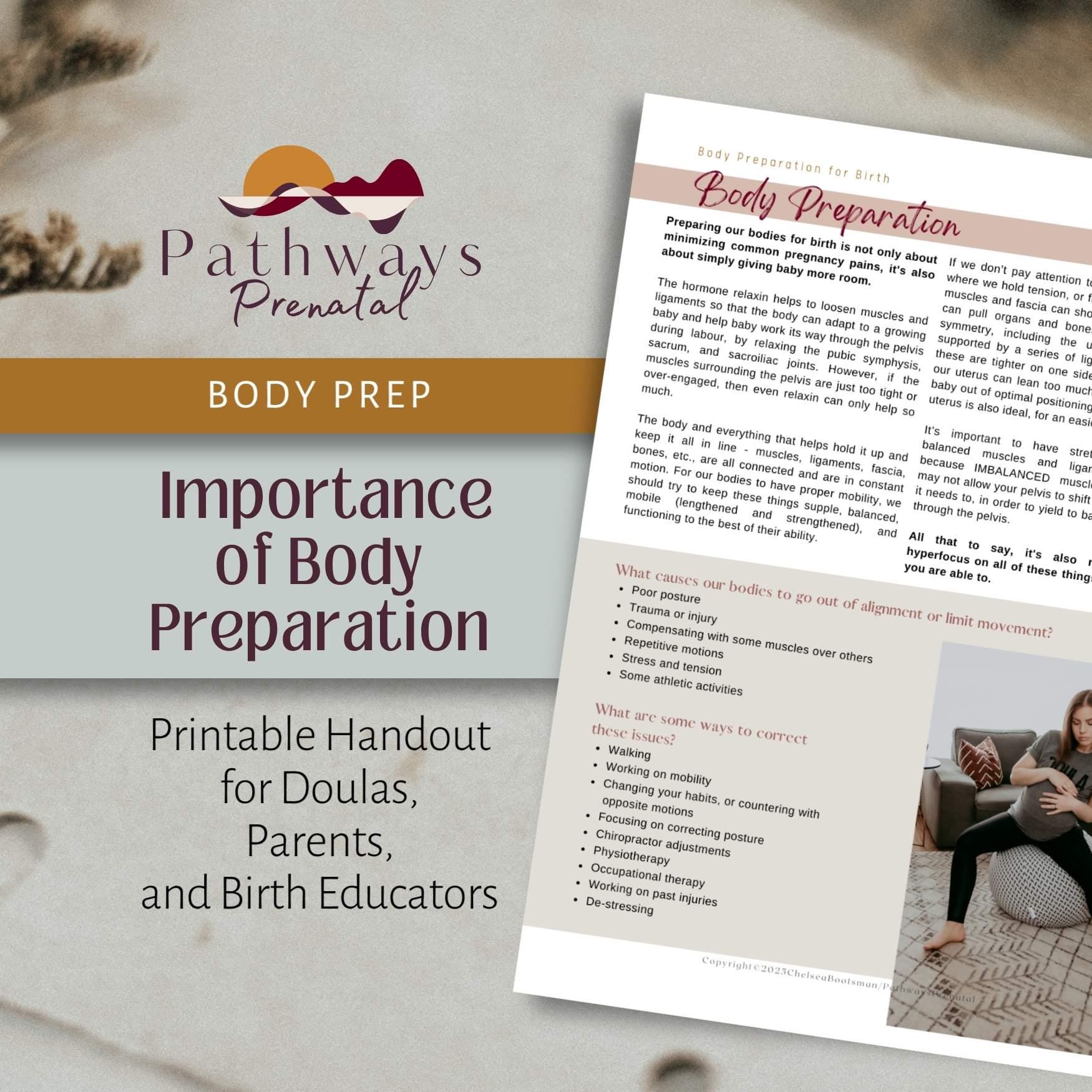 General Body Prep, Prenatal Handout for Parents, Doulas and Childbirth ...