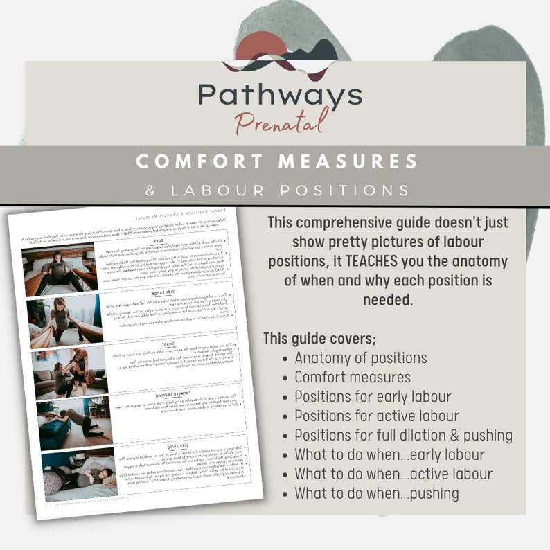 Labour Positions and comfort measures guide. Labor positions for physiological birthing. For mothers, doulas, and midwives. image 3