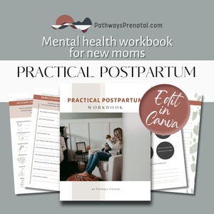 Quaderno di lavoro stampabile Practical Postpartum per la salute mentale postpartum. Per neomamme, assistenti al parto, educatori al parto e clienti ostetriche.