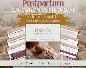 Postpartum Preparation Teachable Birth Class Curriculum for Birth Educators and Doulas | Teach Clients how to Prepare for Postpartum