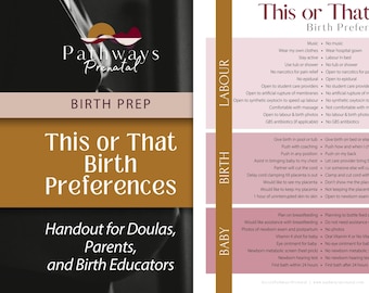 Birth Preferences Worksheet | This or That Birth Plan & Doula Client Template