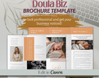 Birth Doula Brochure Canva Template | Editable Doula Business Marketing Tool