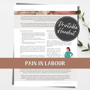 Pain in Labour printable handout for pregnant women, birth workers/doulas and childbirth educators.