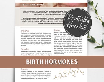Birth Hormones printable handout for pregnant women, birth workers/doulas and childbirth educators.