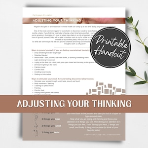 Adjusting Your Thinking postpartum prep printable handout for pregnant women, birth workers and childbirth educators.