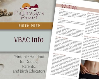 VBAC Basics, Prenatal handout for parents, Doulas and Childbirth Educators. (Digital Download)
