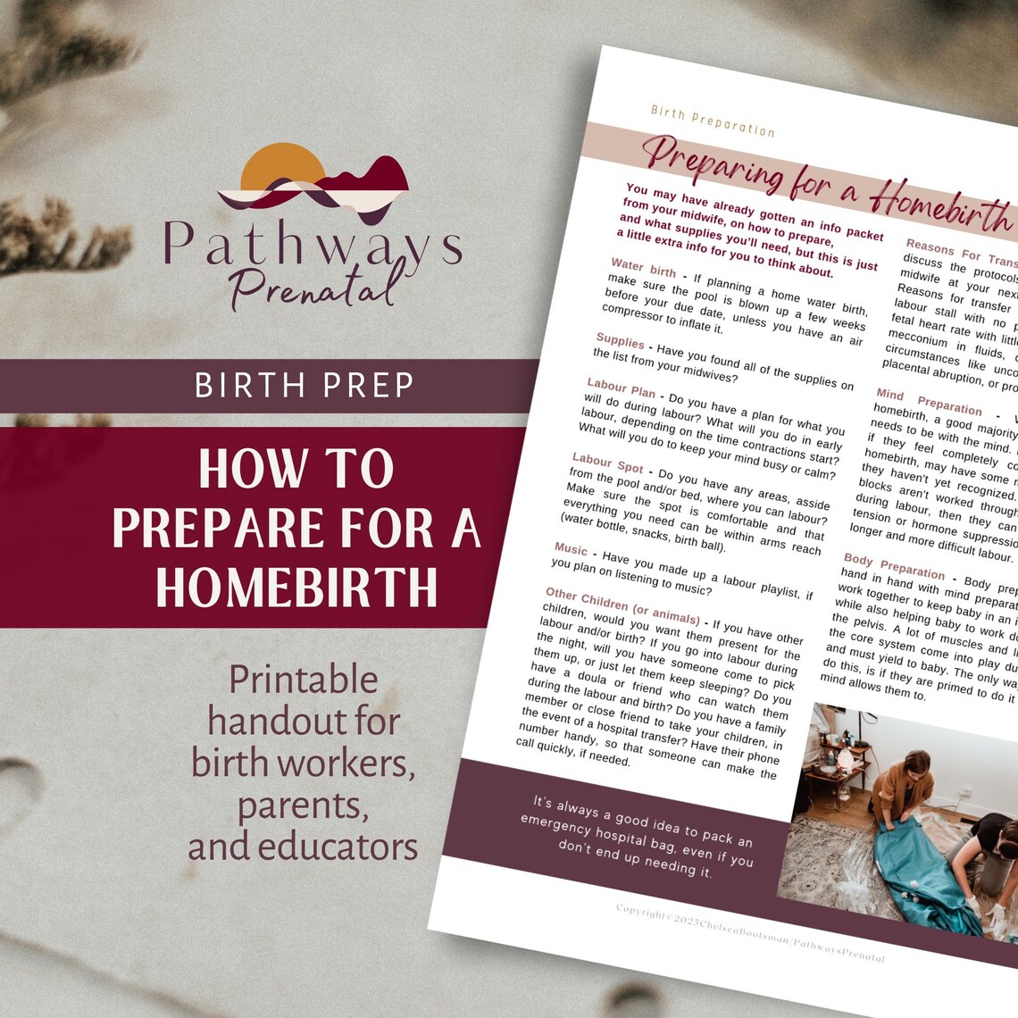 Preparing for a Homebirth Printable Handout for Pregnant Women, Birth ...