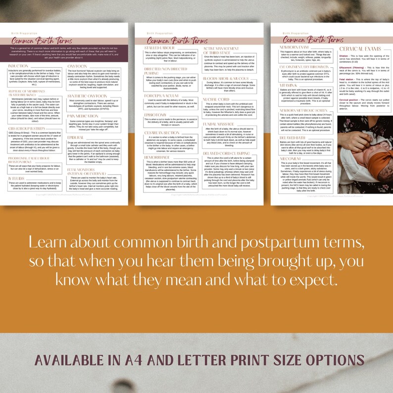 Common Birth Terms, Prenatal Handout for Parents, Doulas and Childbirth ...