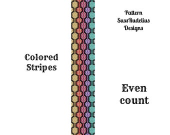 Colored Stripes even count peyote pattern