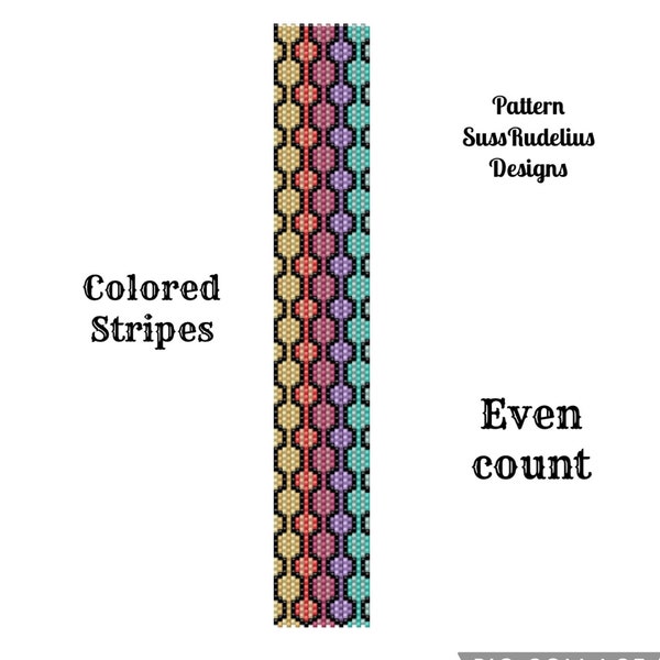 Colored Stripes even count peyote pattern