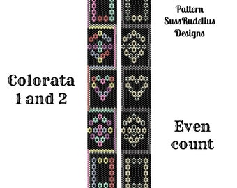 Colorata 1 and 2 even count peyote pattern
