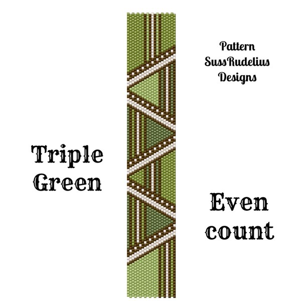 Triple Green even count peyote pattern