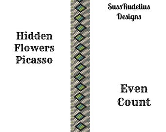 Hidden Flowers Picasso even count peyote pattern