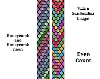 Honeycomb and honeycomb neon even count peyote pattern