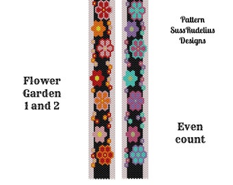 Flower garden 1 and 2 even count peyote pattern