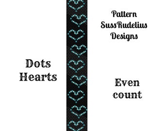 Dots Hearts even count peyote pattern