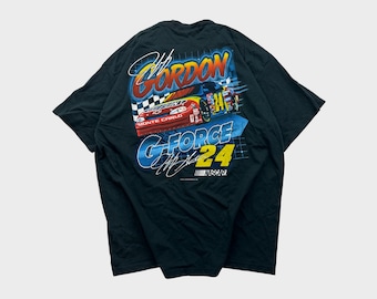 Vintage jaren 90 Jeff Gordon Dupont Hendrick Motorsports Nascar grafisch T-shirt