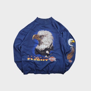 Vintage 90s RARE Harley Davidson Motorcycle Freedom of Flight Eagle Long Sleeve Shirt