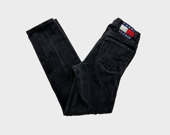 Vintage 90s Tommy Hilfiger Denim Black Washed Regular Fit Jeans