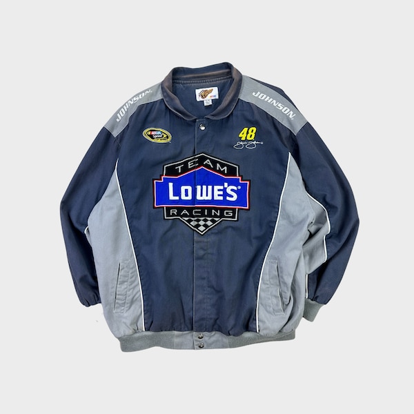 Vintage 2000s Nascar Jimmie Johnson Team Lowes Racing Embroidered Racing Jacket